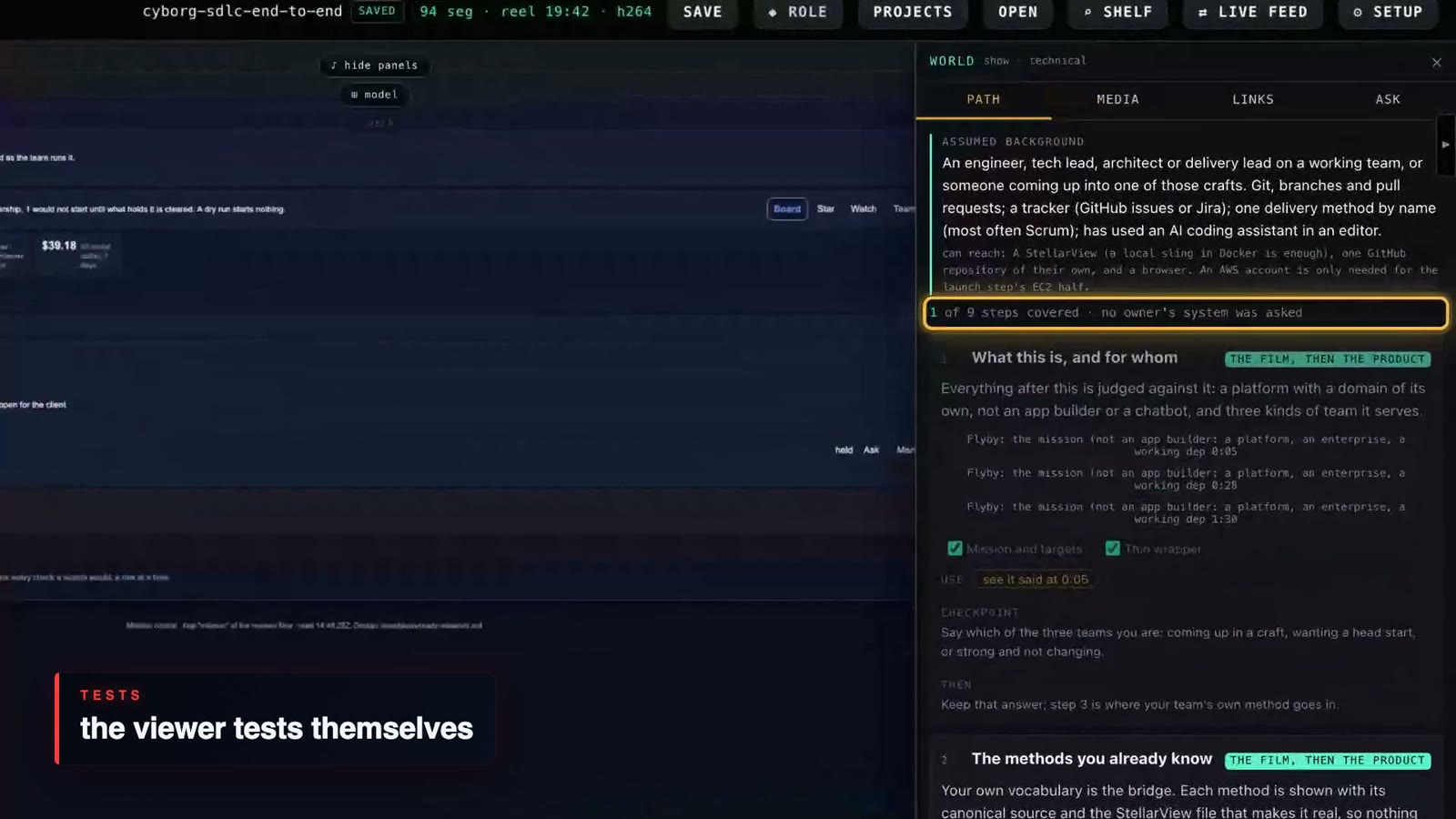 It tests: the viewer ticks what they have, and the path counts it