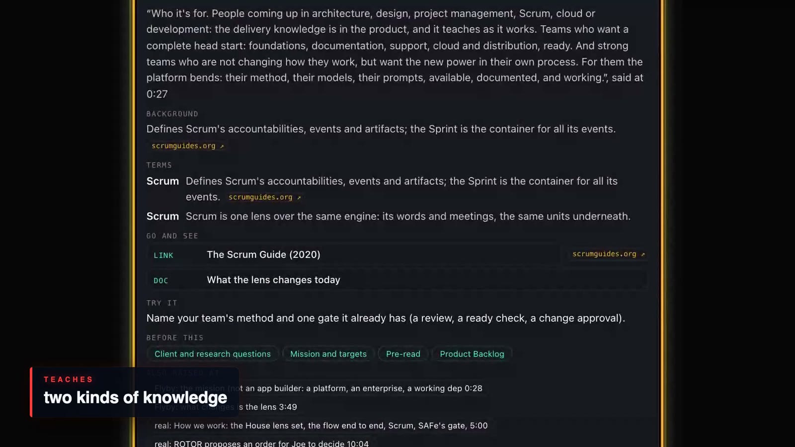 Two kinds of knowledge: Scrum from the Scrum Guide, and from the StellarView file that makes it real