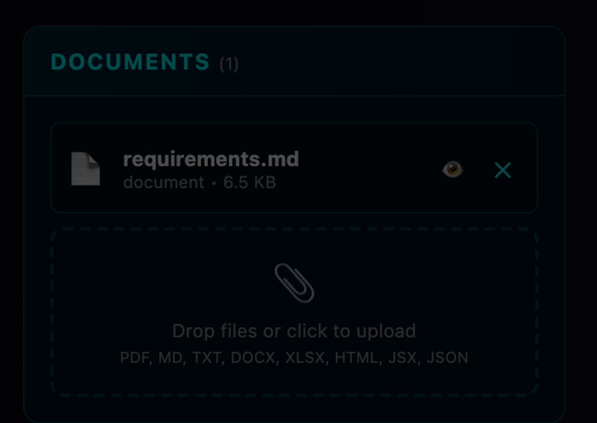 requirements.md on the Big Bang upload card, 6.5 KB