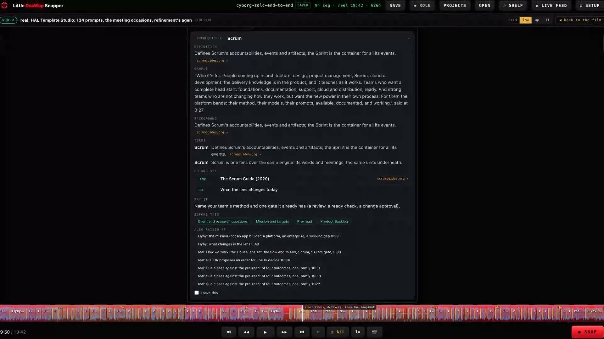Two kinds of knowledge in an LDS World: Scrum, defined with its canonical source, beside the StellarView file that makes a practice real.